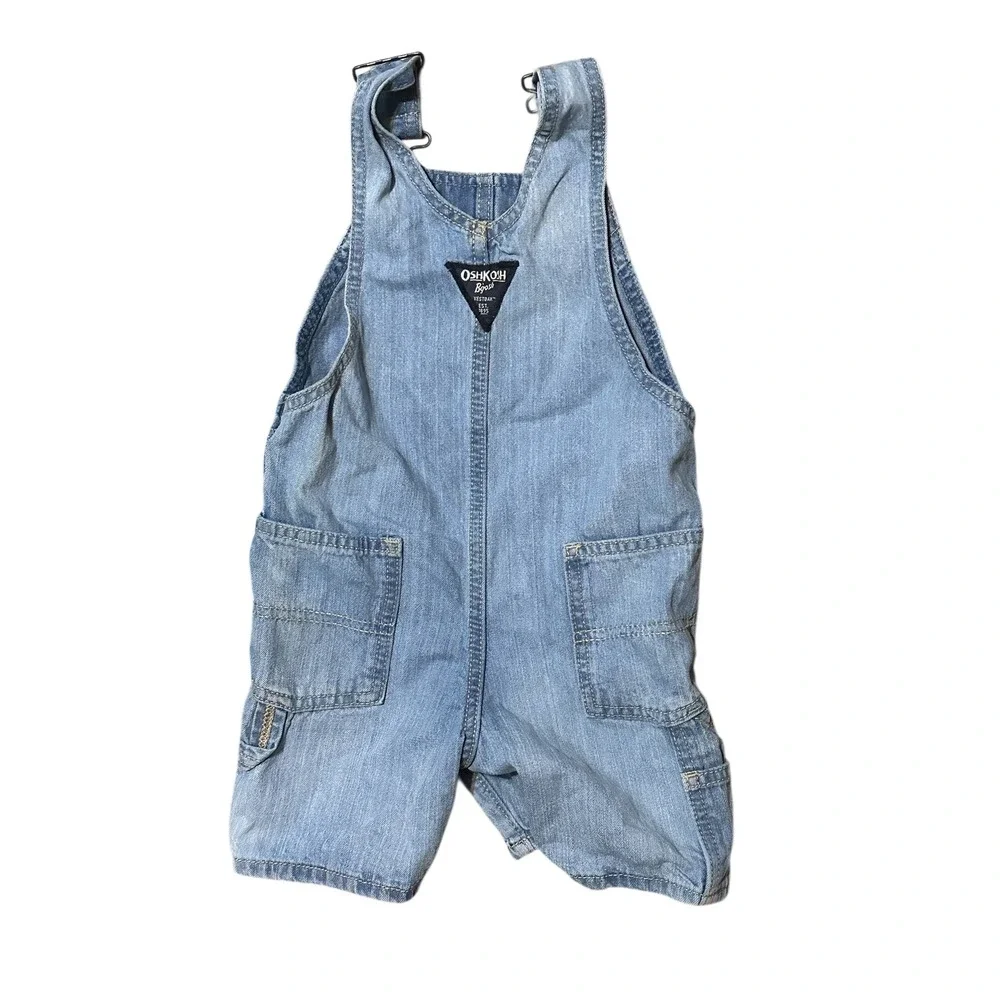 OshKosh B'gosh Kids Blue Denim Bib Overalls Light Wash Cotton 3T